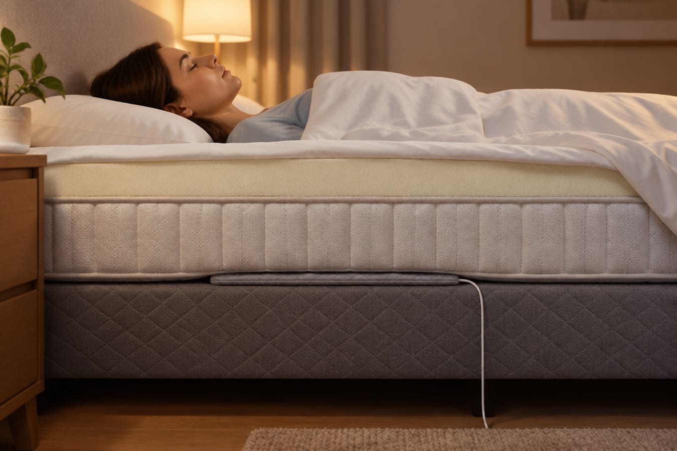 A mattress cut away to show the pad underneath