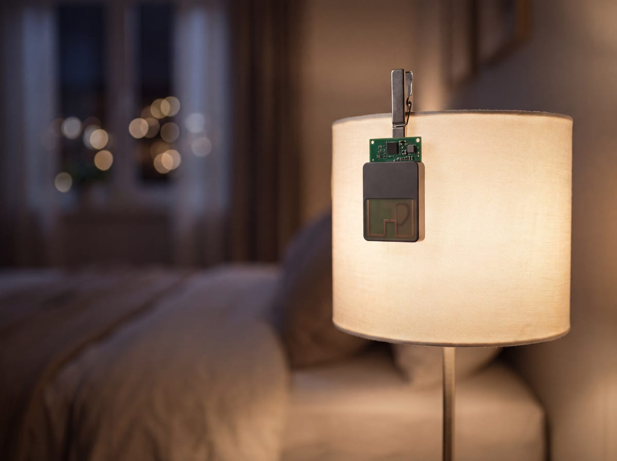 A small radar sensor on a nightstand