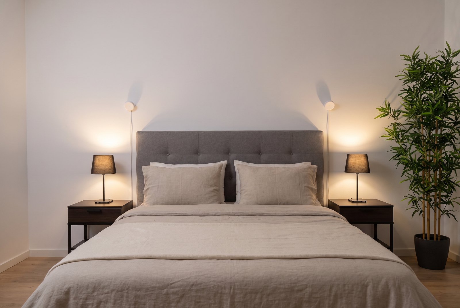 Sensors on the wall above the bed