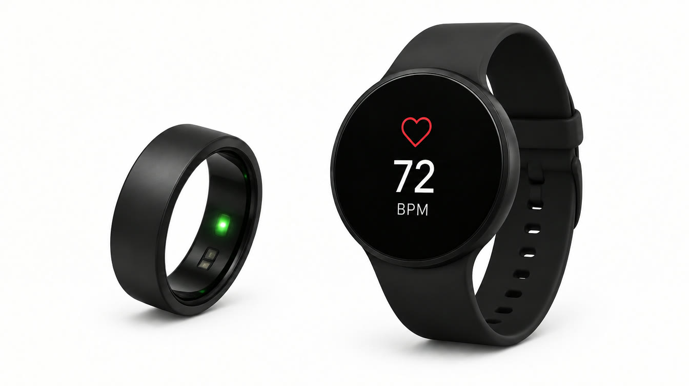 A smart ring and a smartwatch