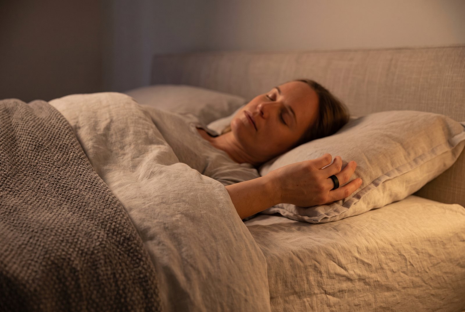 Asleep with a smart ring on the finger